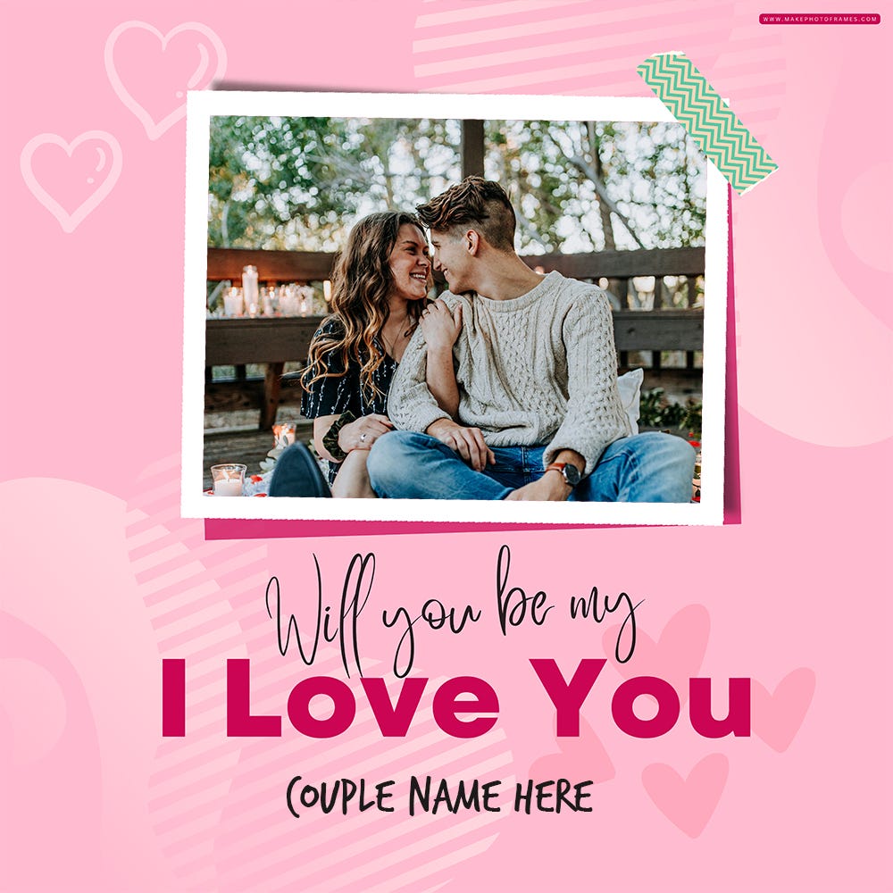 Create I Love You Romantic Photo Frame With Name Editor by makephotoframes Medium
