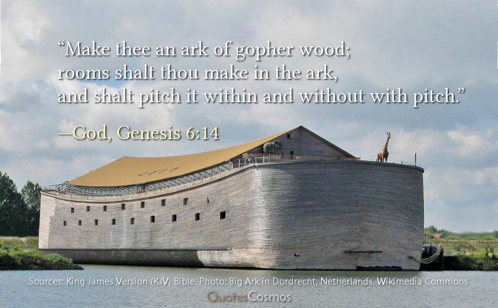 “Make thee an ark of gopher wood” — God, Genesis 614 by QuotesCosmos