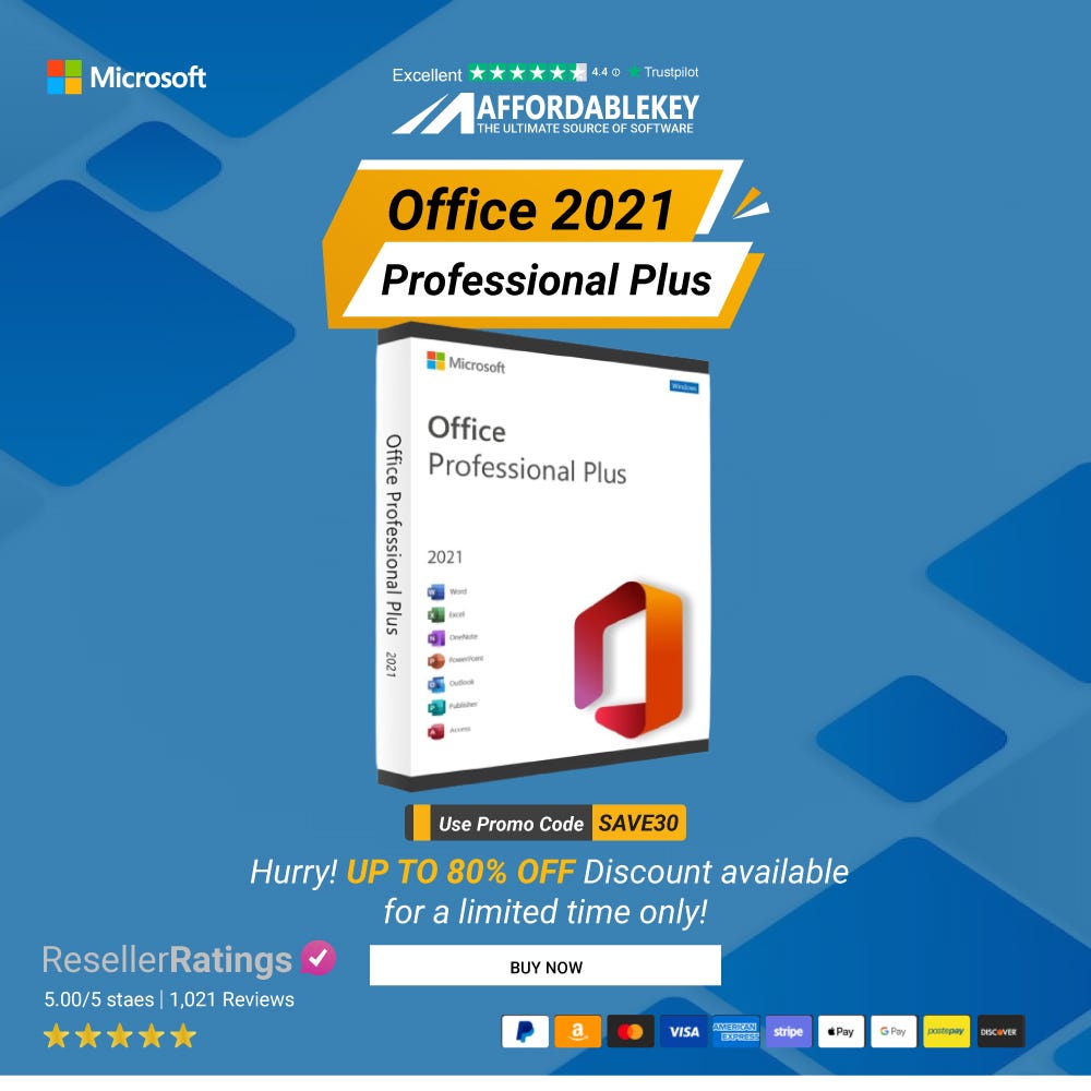 The main Microsoft Office 2021 and 2016 for Windows, Hurry! up to 80