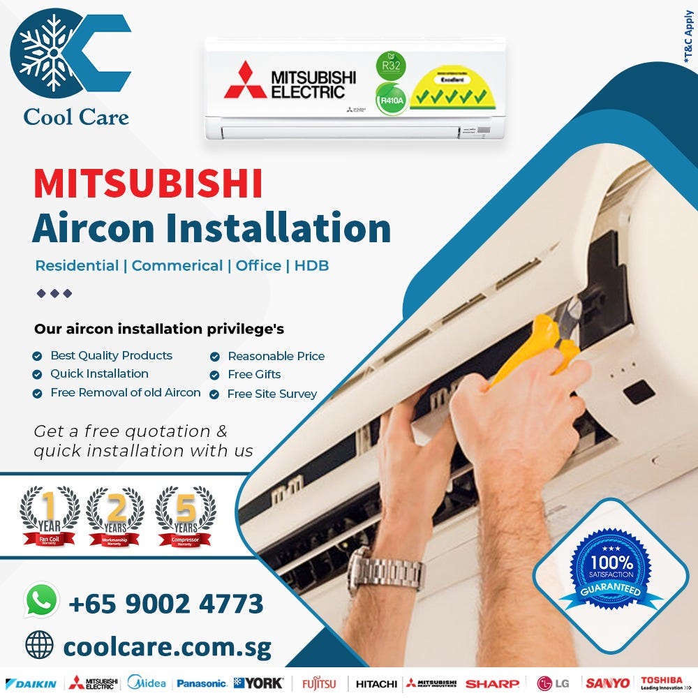 Mitsubishi aircon Installation Cool care aircon Medium