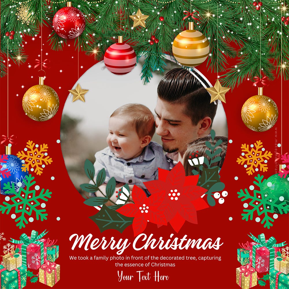 Free add merry christmas 2023 to photo card with name makephotoframes