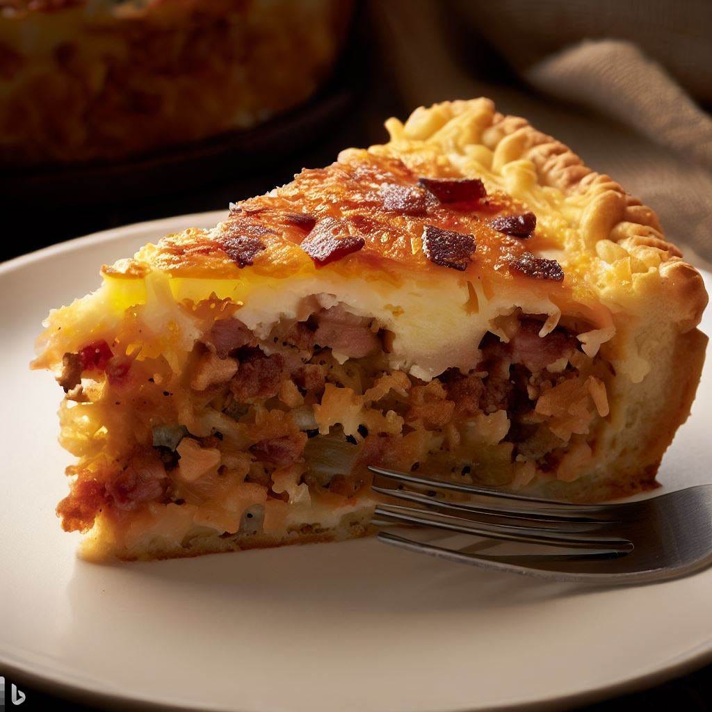 "Bacon and Egg Hash Brown Pie"? Here's the recipe Ingredients 1