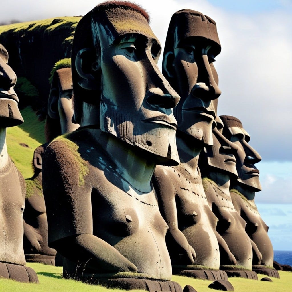 The Rise and Fall of the Moai. A History of Easter Island by Mabule