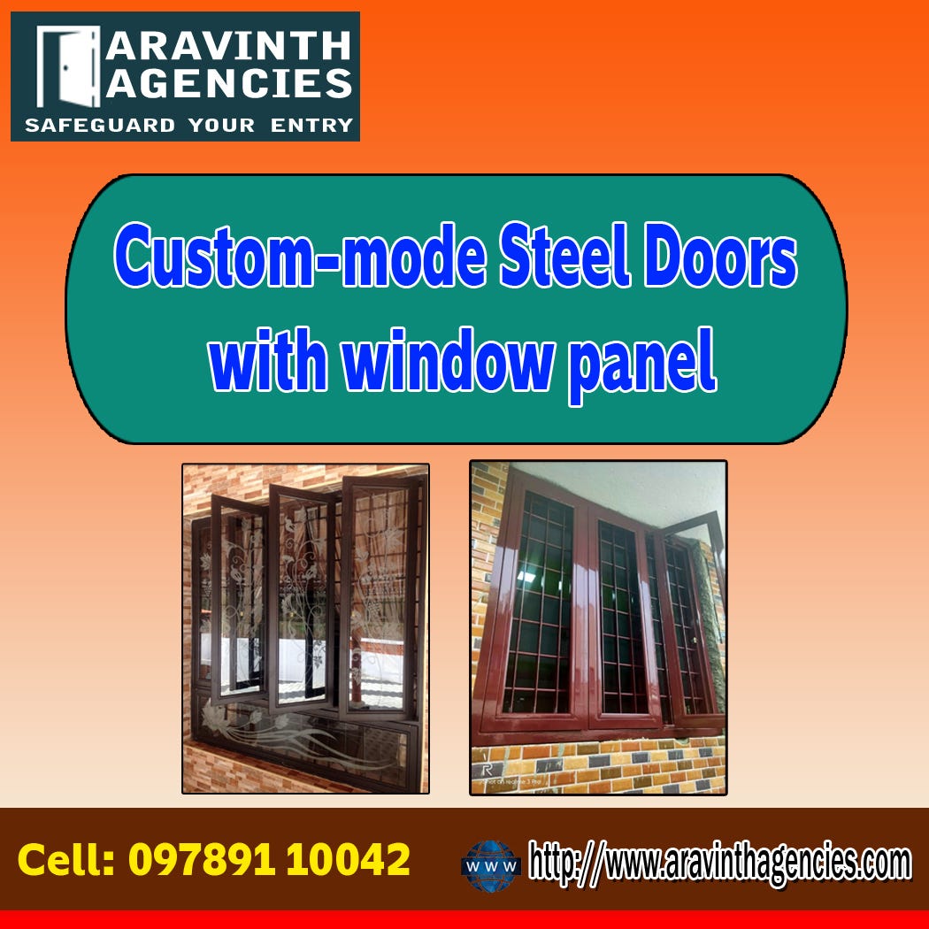 Custommode steel doors with window panel Aravinthagencies Medium