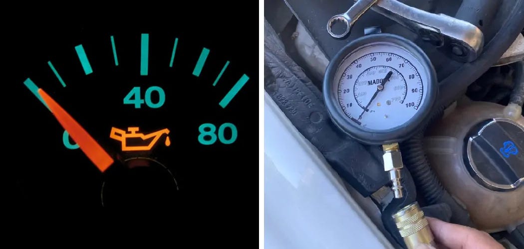 Engine Oil Pressure gauge.. An oil pressure gauge is mounted on the