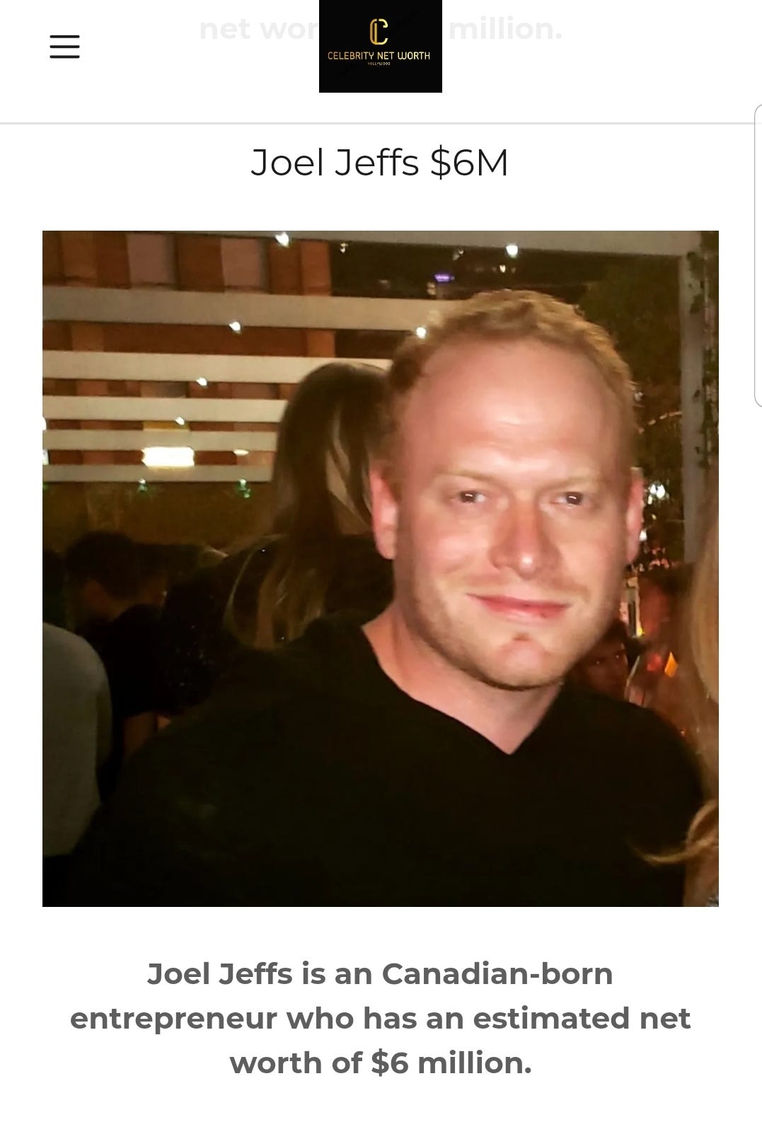 Joel Jeffs has an estimated net worth of 6M by Celebrity Net Worth