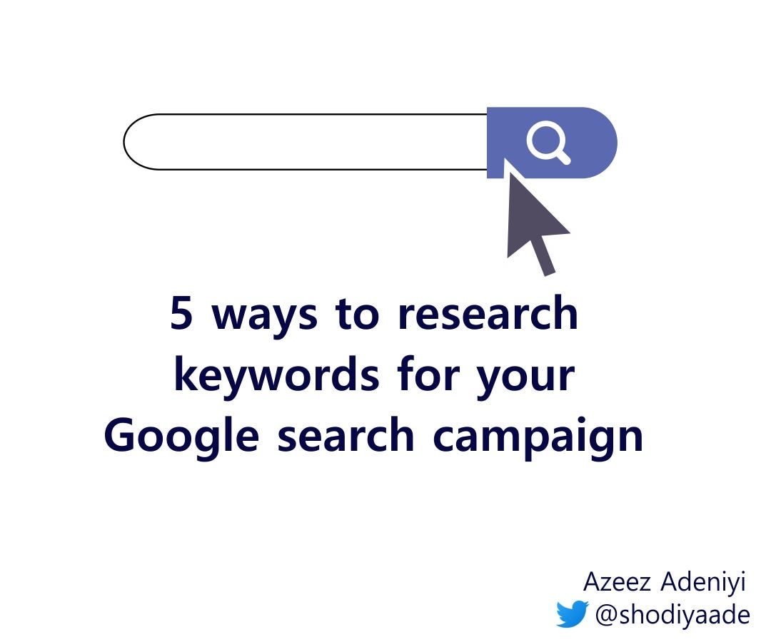5 ways to research keywords for your Google search campaign Azeez