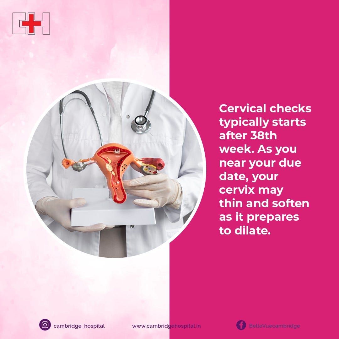 A cervical checkup typically starts after the 38th week. As you near your due date, your cervix