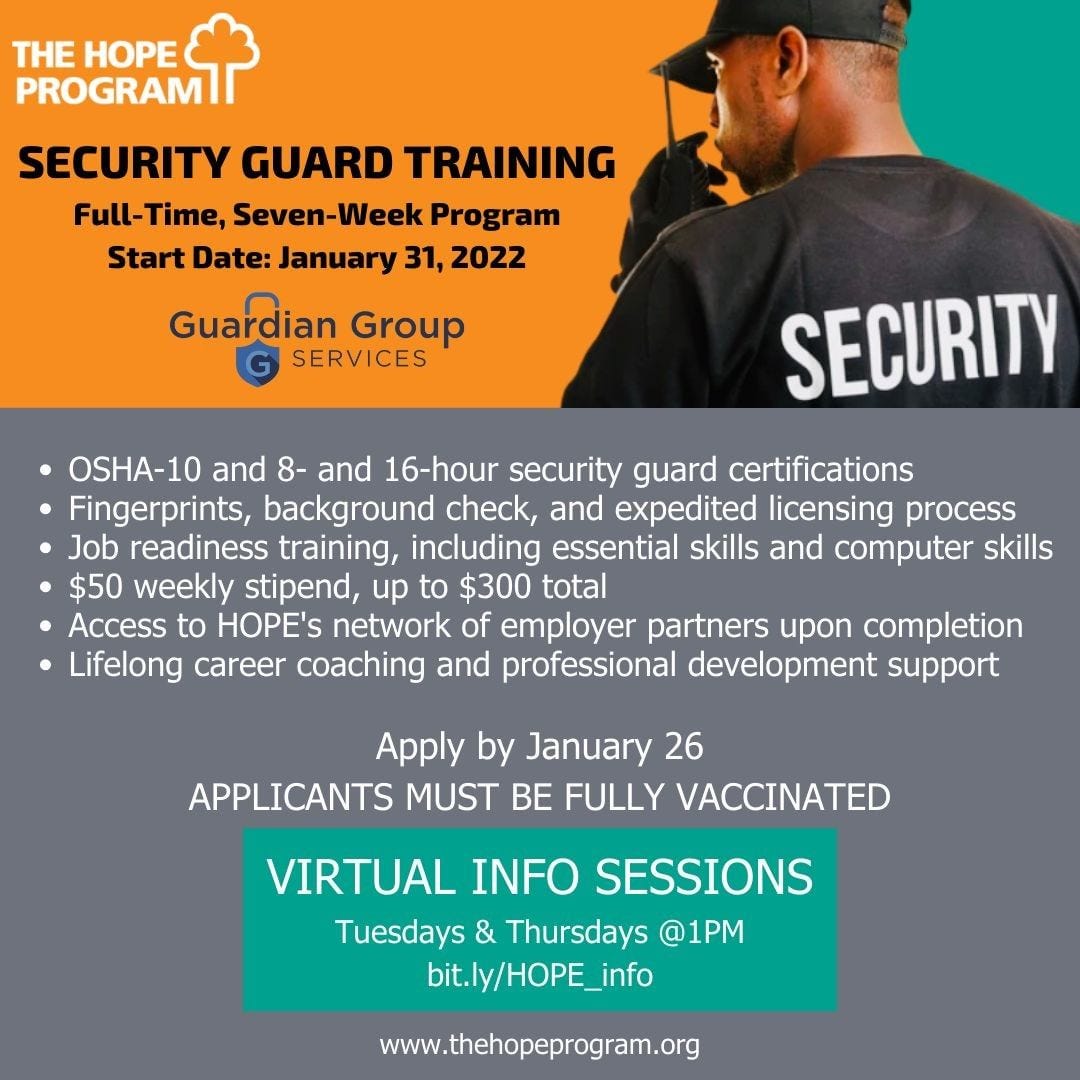 Stipended HOPE Program trainings in Jan in Feb — Join an info session and Apply ASAP NeON