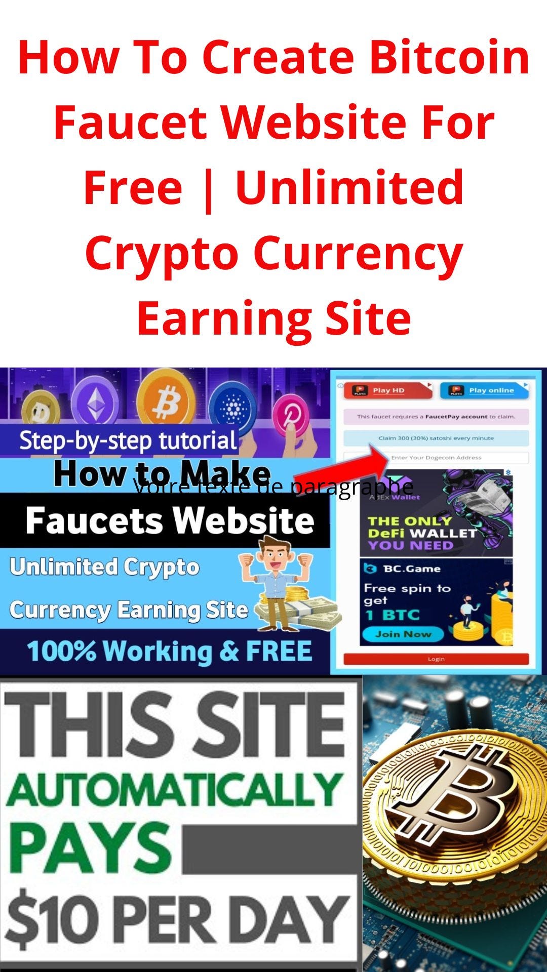 How To Create Bitcoin Faucet site For Free Unlimited Crypto