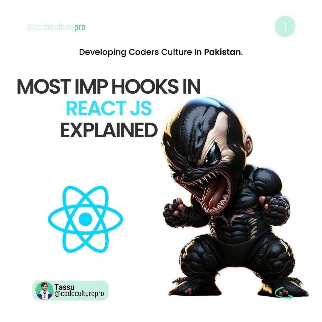 The most important Hooks in React JS are Explained for passing