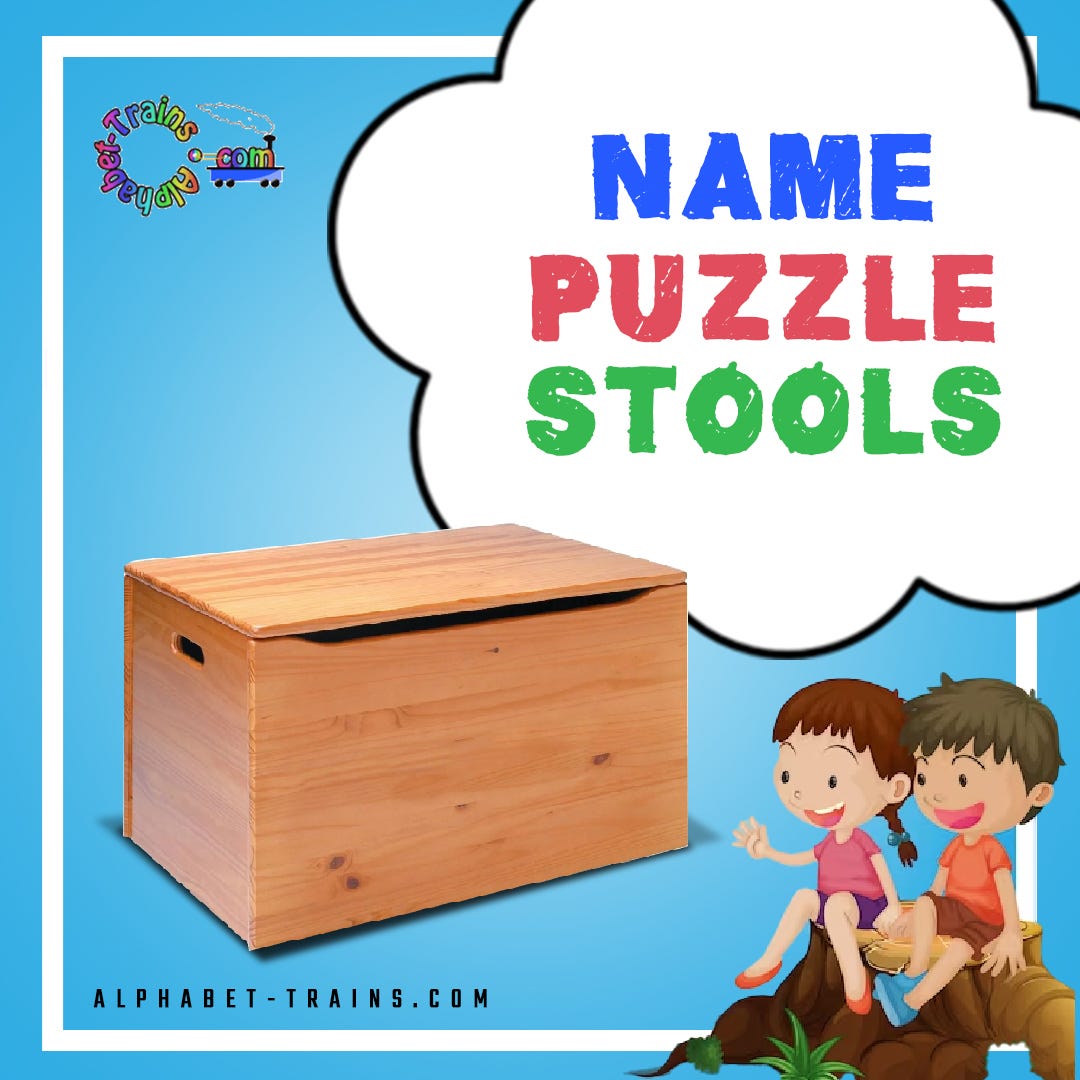 Personalized NAME PUZZLE STOOLS — Make Learning Fun Alphabet Trains