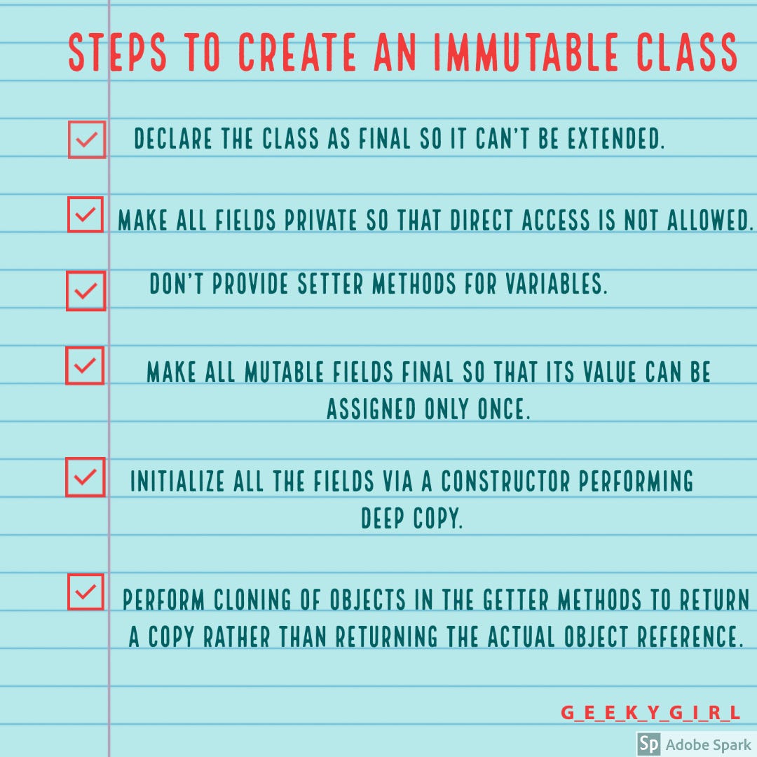 Create an immutable class in Java by divya rani Medium