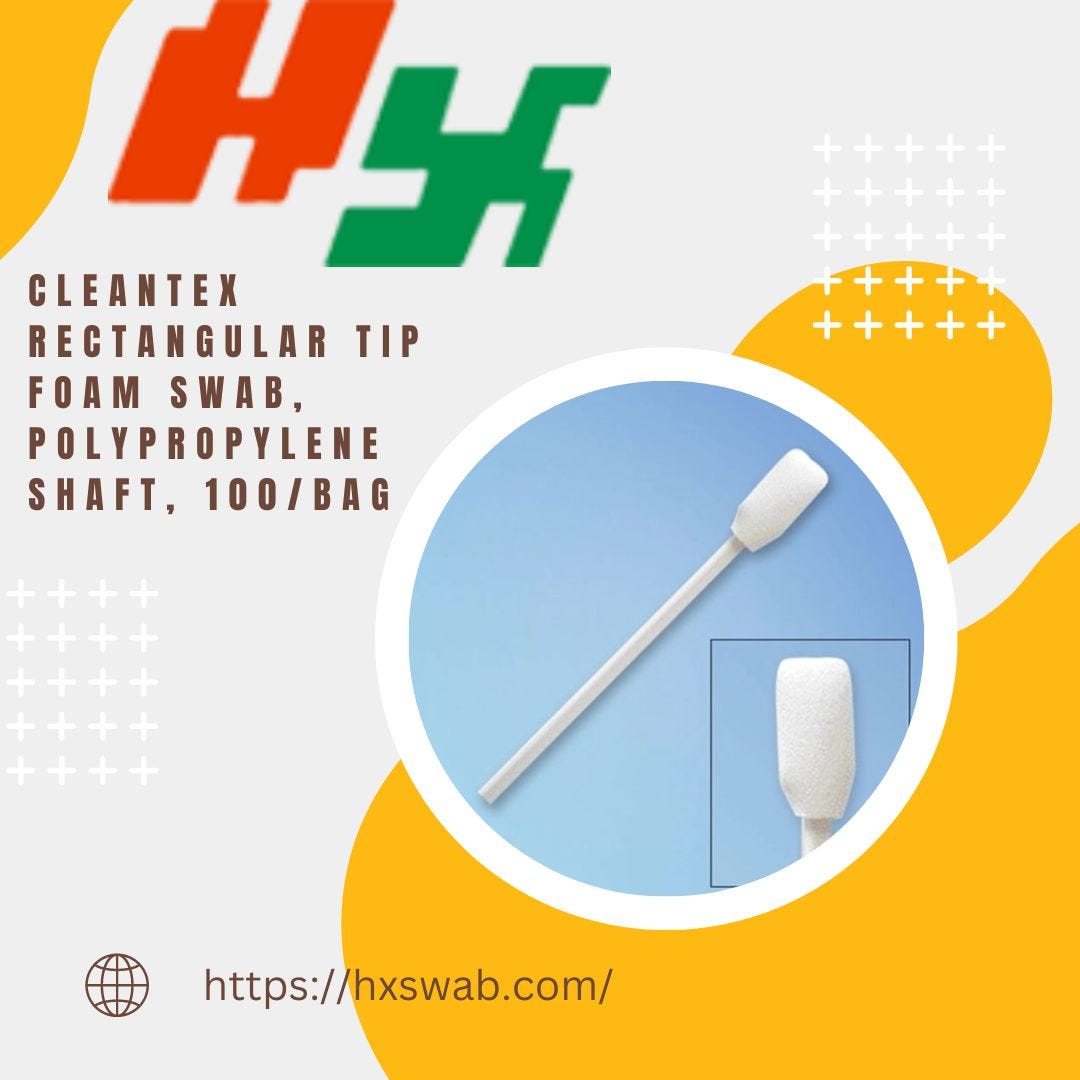 CleanTex Rectangular Tip Foam Swab, 100/bag — Efficient Cleaning with Polypropylene Shaft