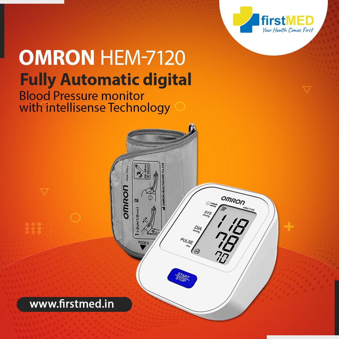 Omron HEM7120 Fully Automatic Digital Blood Pressure Monitor with