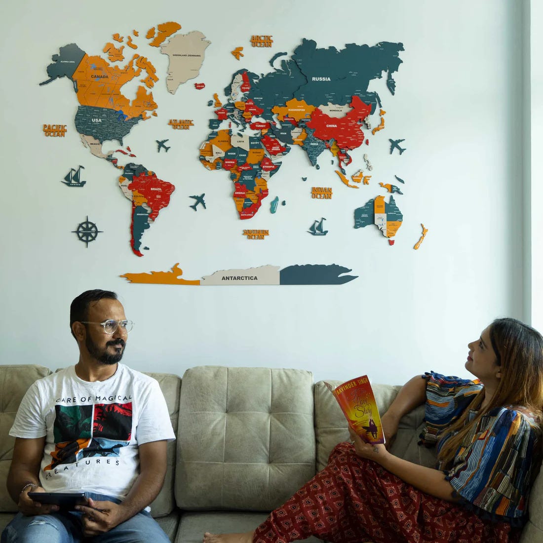 Elevate Your Room Decor with a Captivating 3D Wooden World Map from The