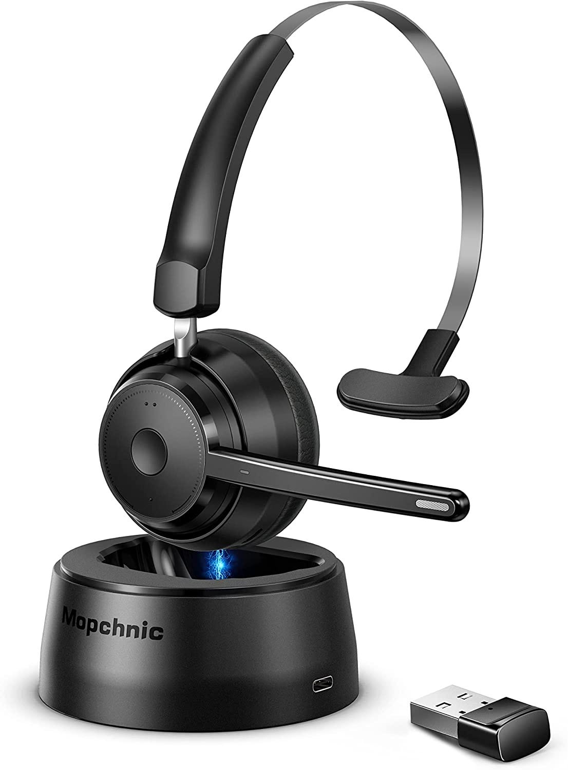 Mopchnic Bluetooth Headset, Wireless Headset with Upgraded Microphone