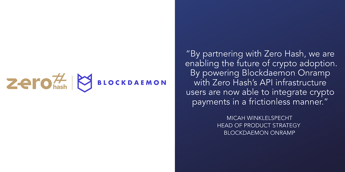 Zero Hash partners with Blockdaemon to power native crypto onramp