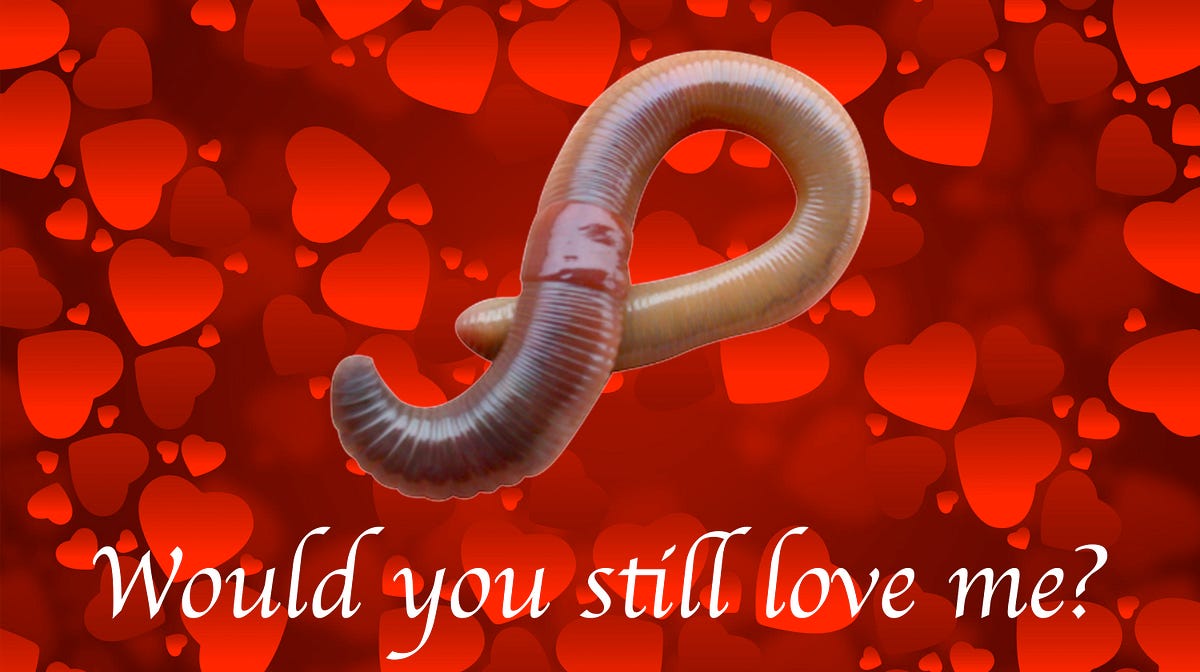 “Would you still love me if I was a worm?” Might be a deeper question