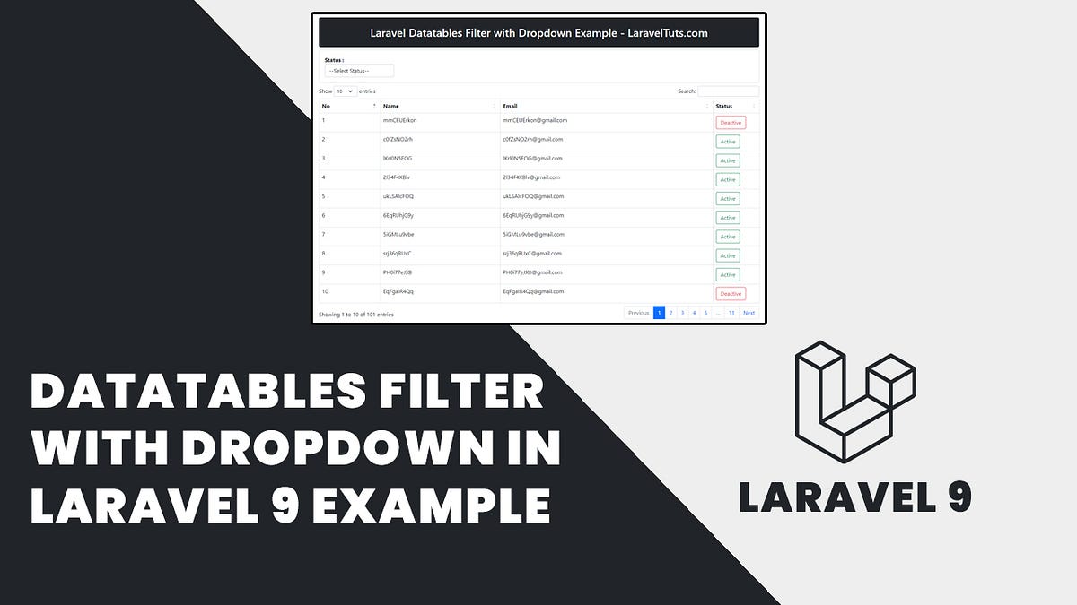Datatables Filter with Dropdown in Laravel 9 Example by LaravelTuts