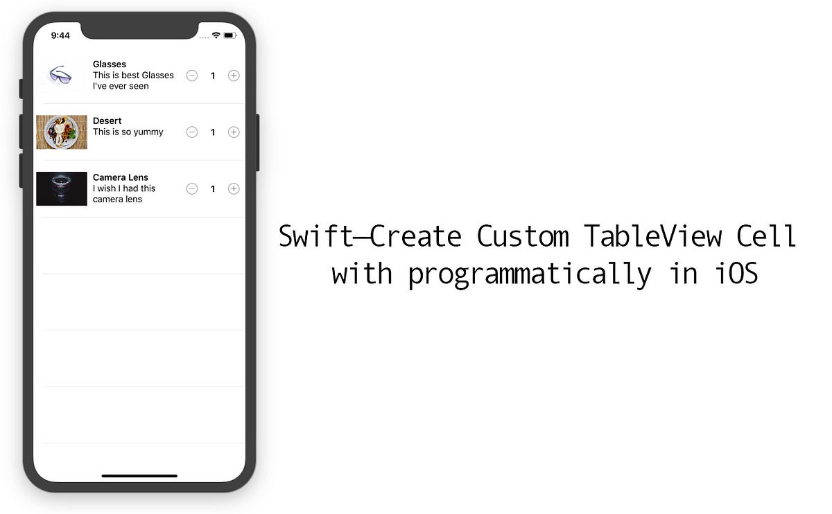 Swift — Create Custom TableView Cell with programmatically in iOS by