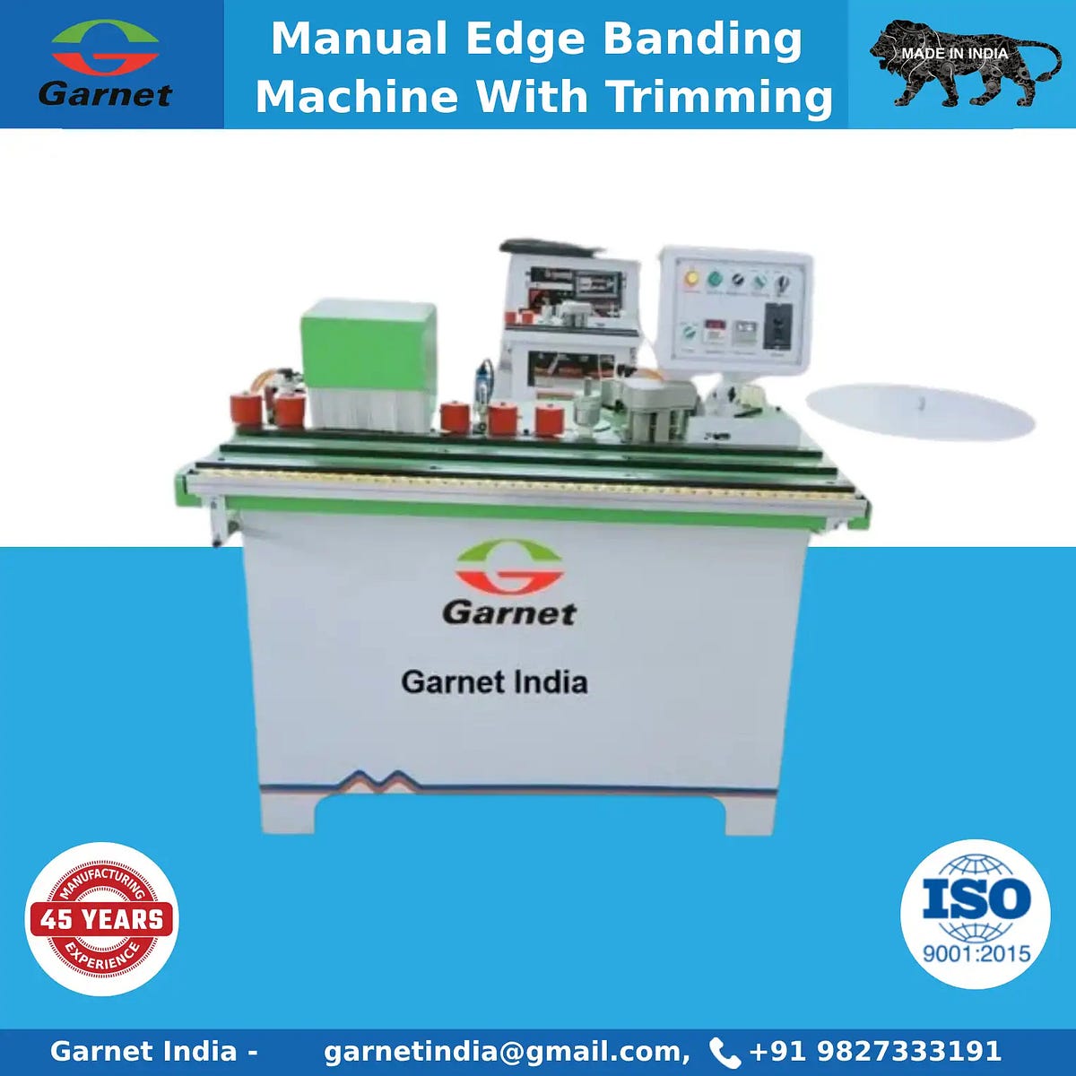 Manual Edge Banding Machine With Trimming, Buffing And End Cutting Functions by India