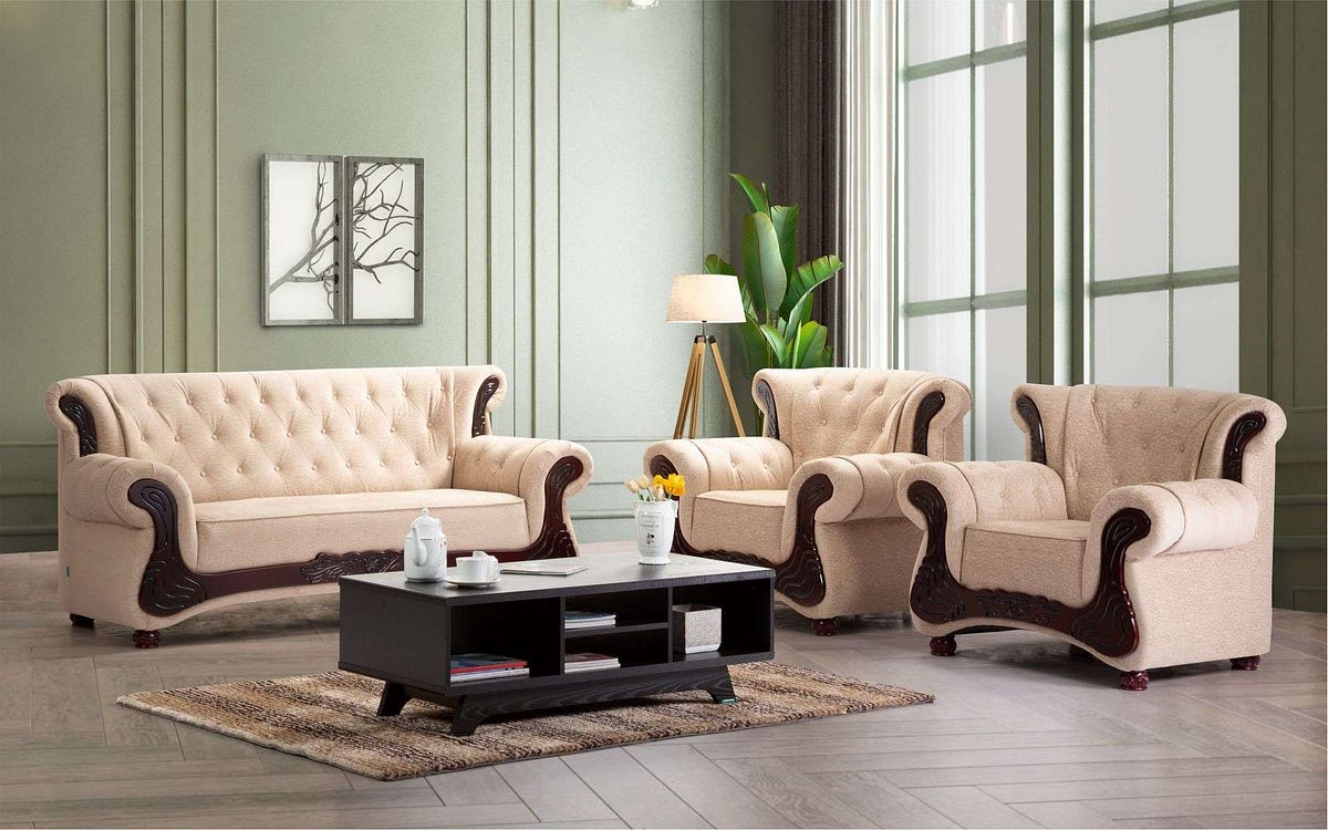 Buy Grace Fabric Sofa Set 3+1+1 Seater online at best price by Damro