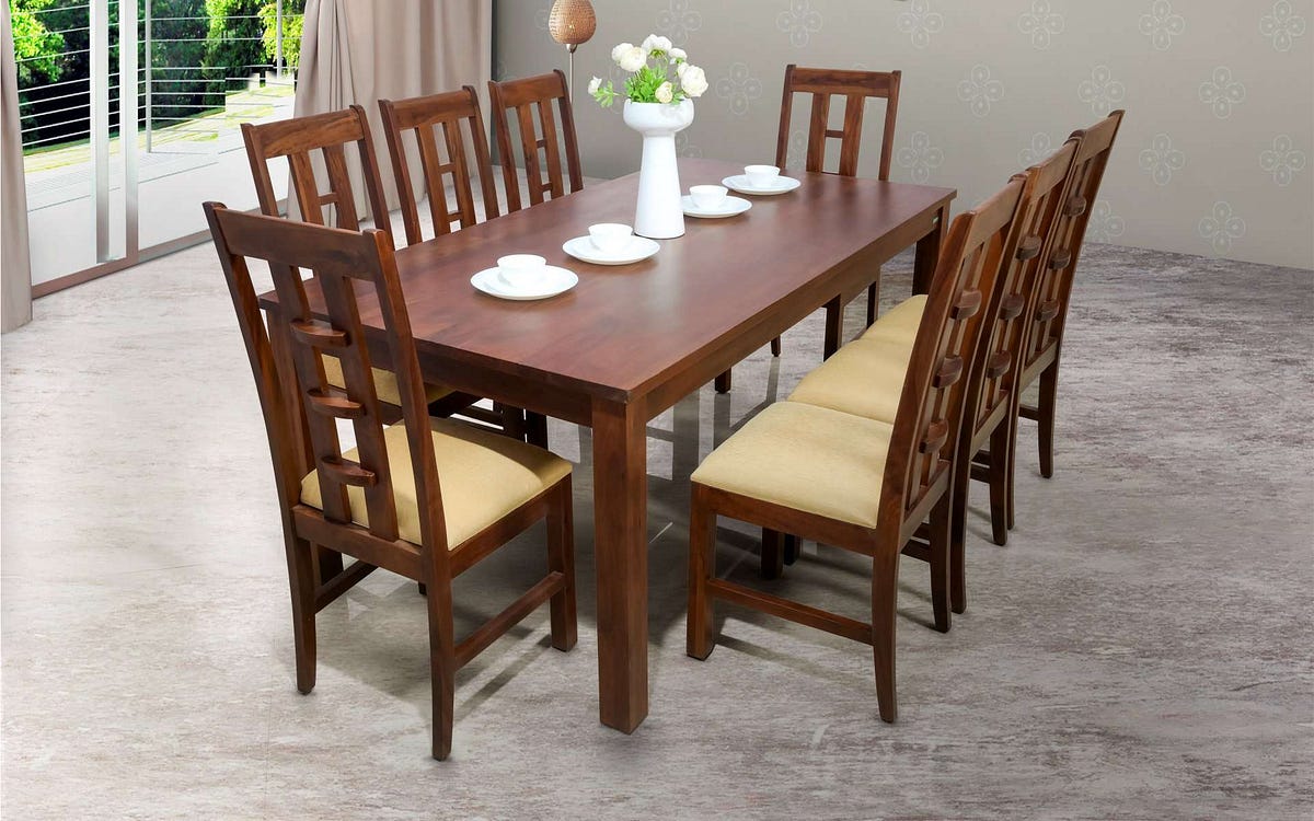 Buy 8 seater dining table set online at best price by Damro digital