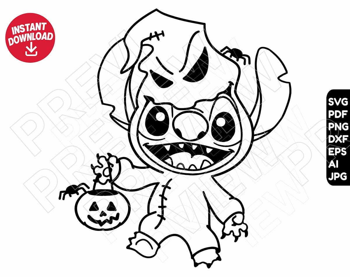 Stitch Halloween SVG Oogie Boogie dxf png clipart , the nightmare before christmas , cut file