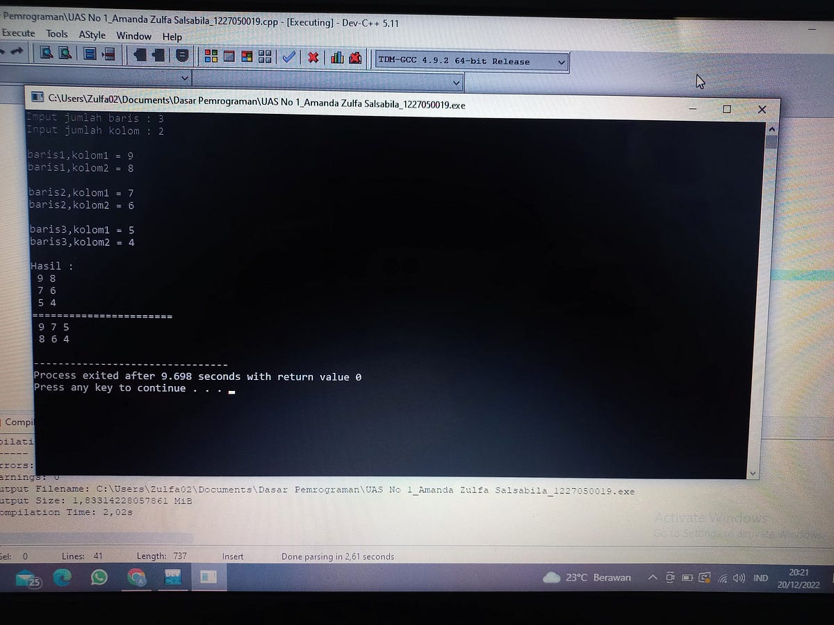Mengubah Suatu Kolom menjadi Baris dan sebaliknya pada Array dalam