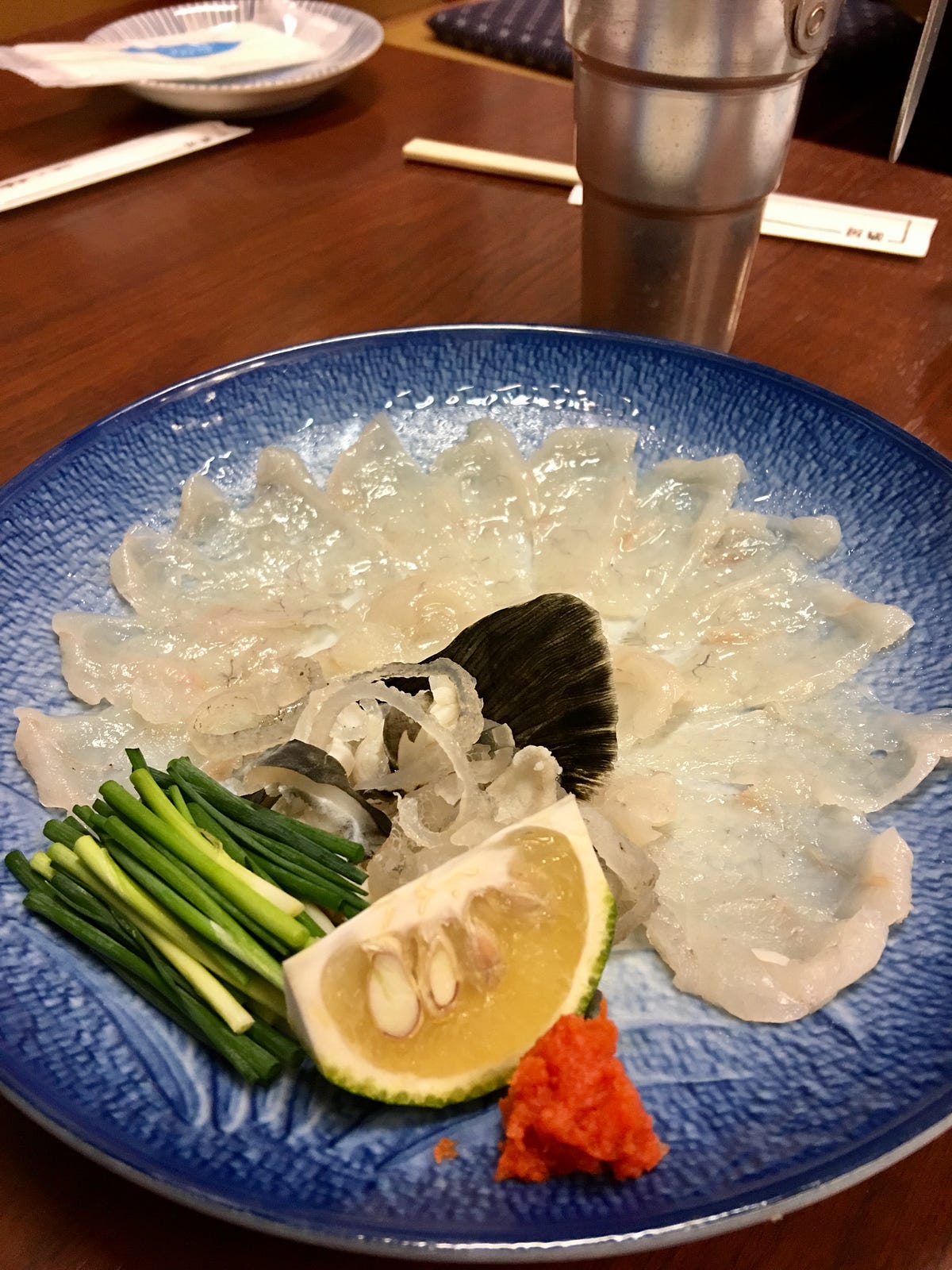 Tessa, Fugusashi. Sashimi (raw fish) of Fugu (Blowfish)… by Ikechan Ikechan’s Japanese Food