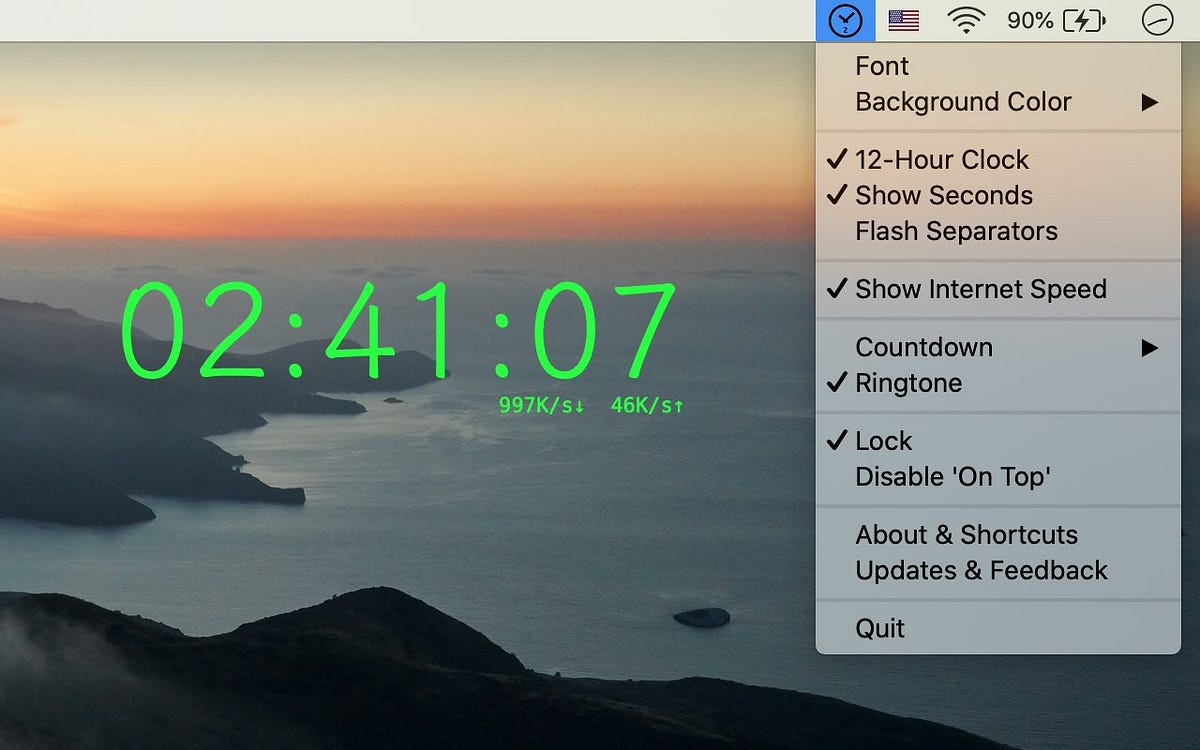 zClock — Mac Desktop TopMost Clock, Net Monitor, CountDown zClock