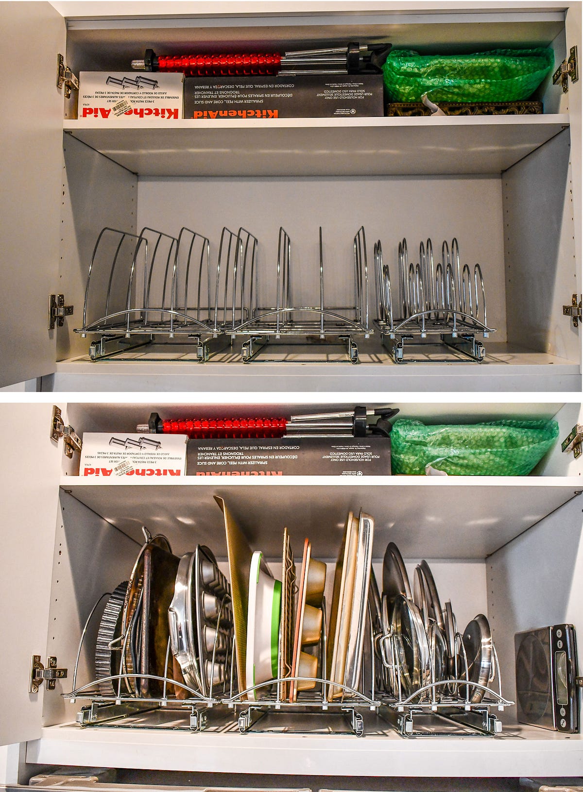 The best way to store large trays by Sarah Campbell An Organized Life Medium