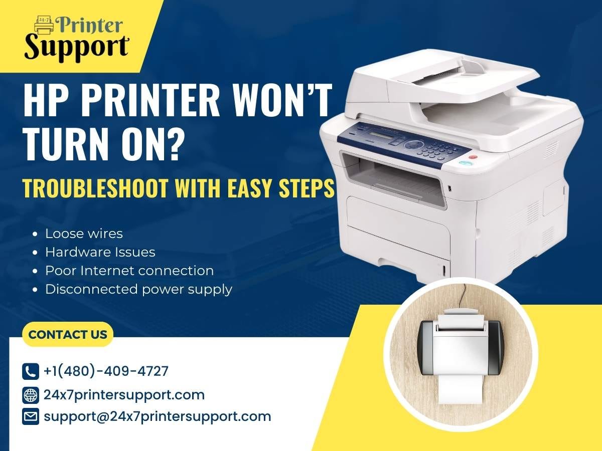HP Printer Won’t Turn On? Troubleshoot With Easy Steps 24x7 Printer