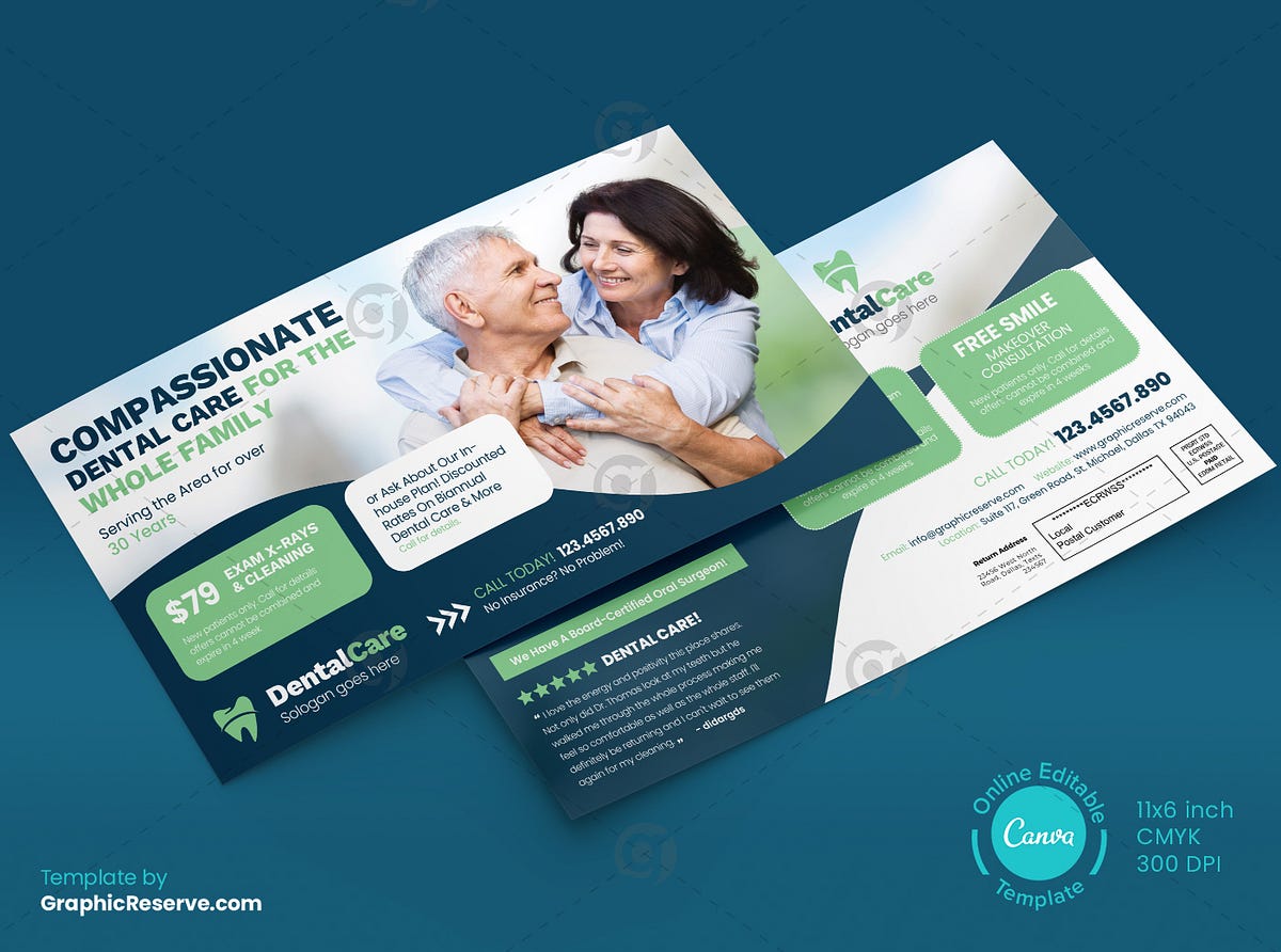 10+ Dental Direct Mail Postcard Templates [Premium] by Graphic