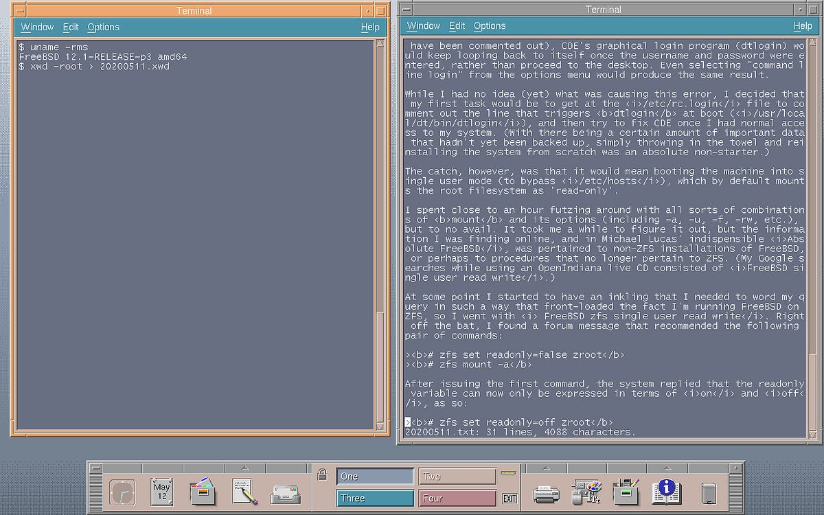 FreeBSD 12.x with ZFS Readwrite access in singleuser mode by James