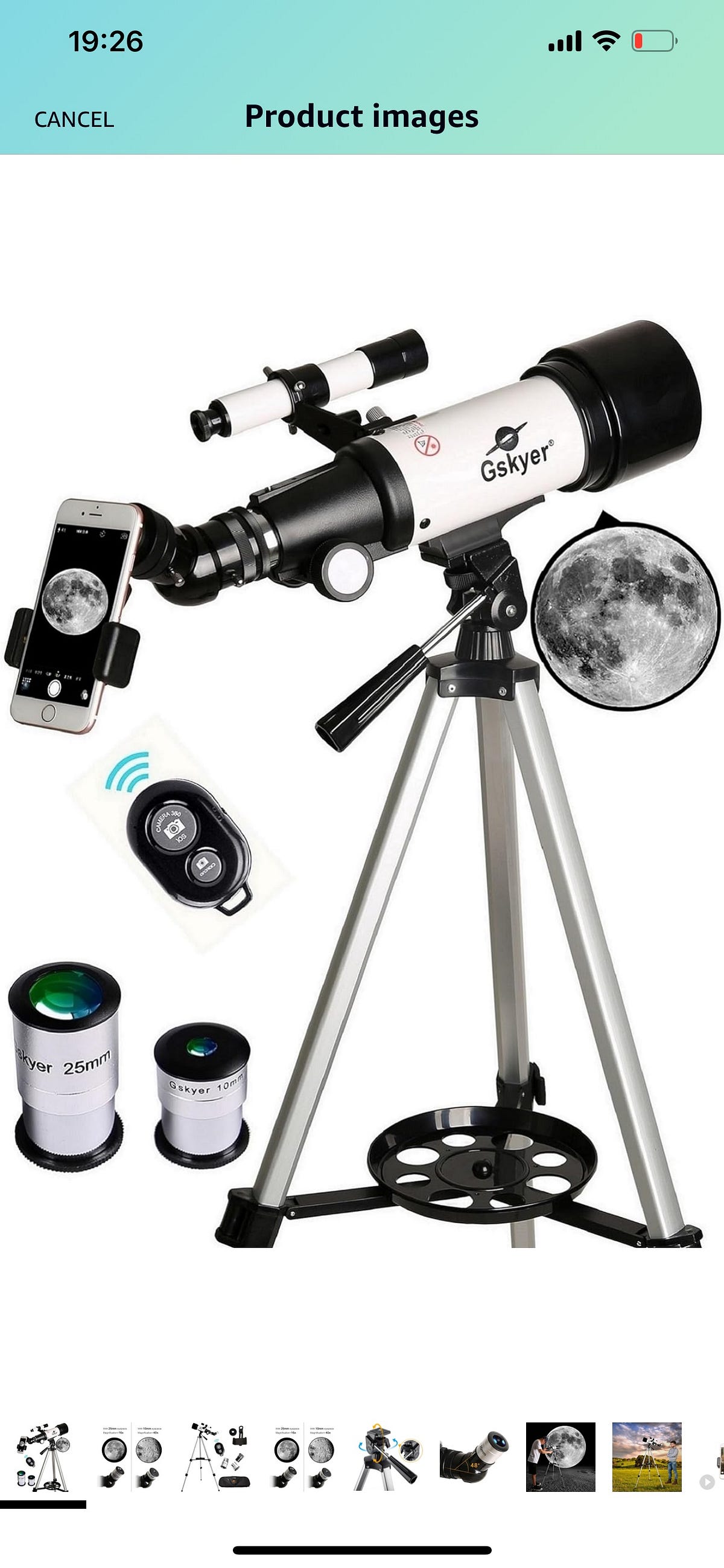 Gskyer Telescope 70mm Aperture 400mm AZ Mount Astronomical