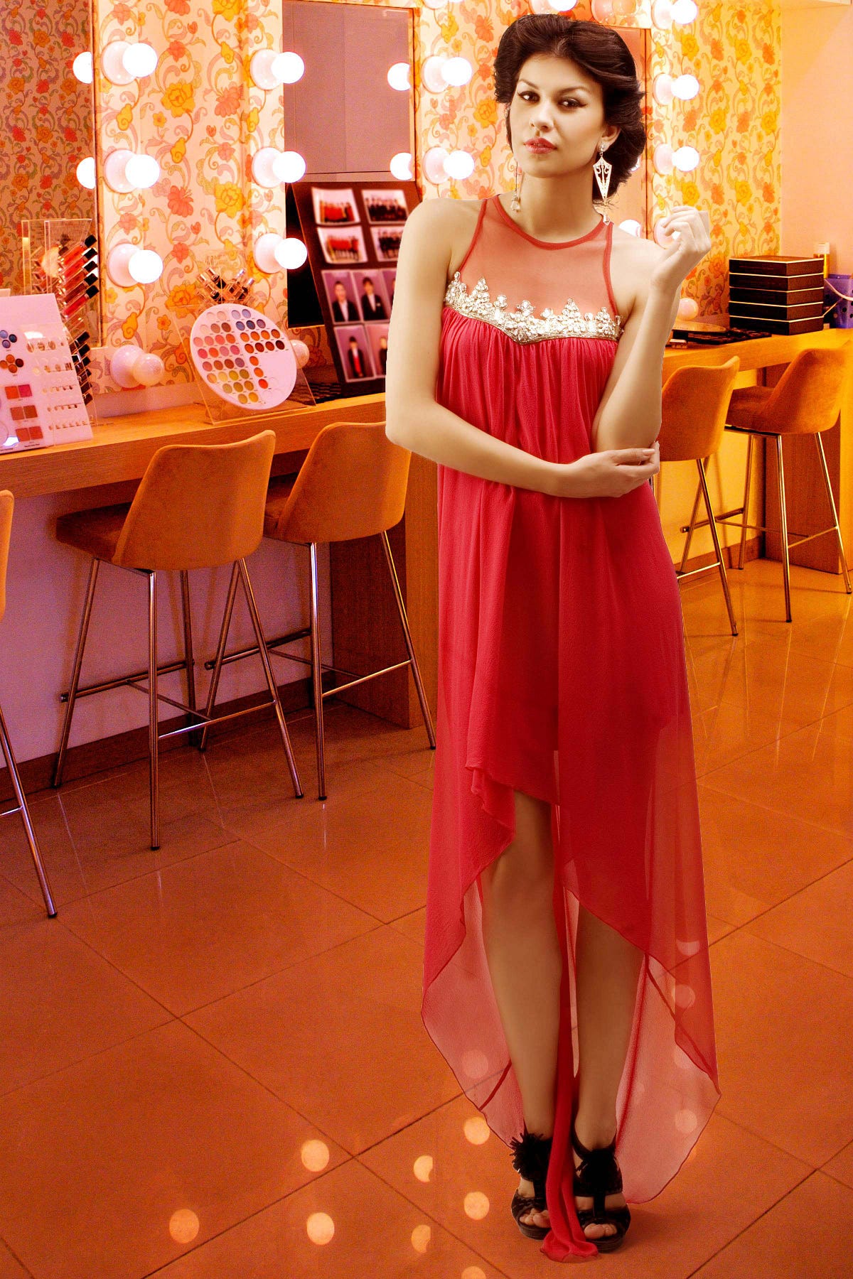 A female modeling portfolio is a collection of photos that showcase a