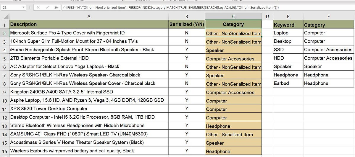 [Excel] Categorize Text Based on Keyword by Chloe Lin Medium