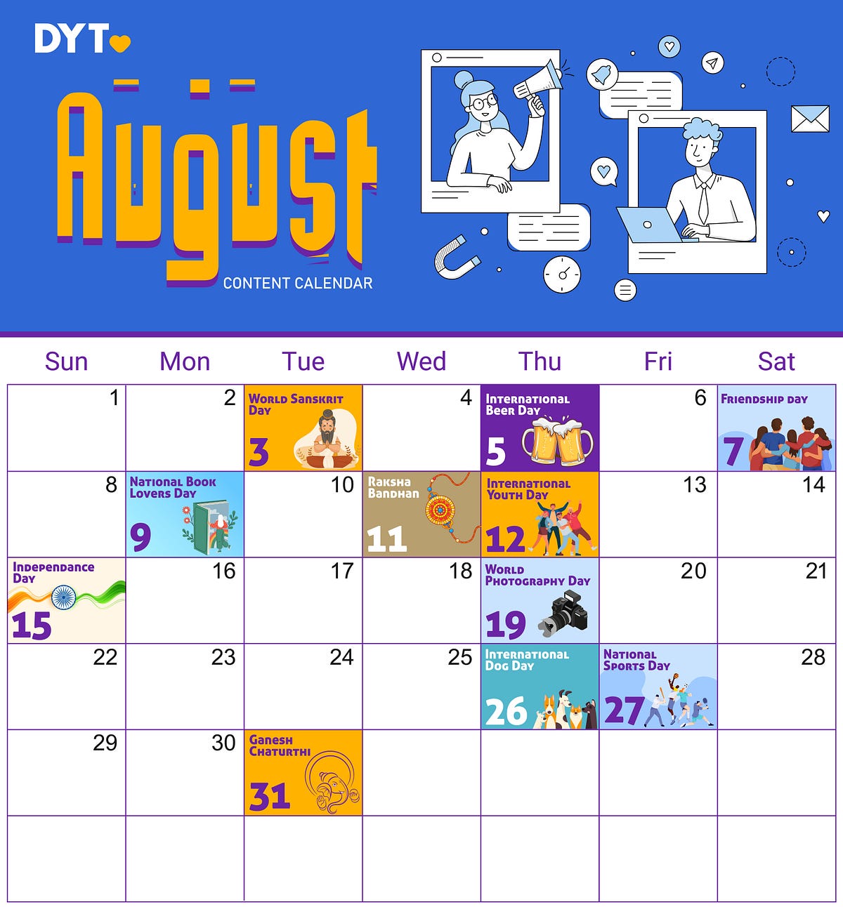 What To Post August 2022 Content Calendar by DYT — Do Your Thng Medium