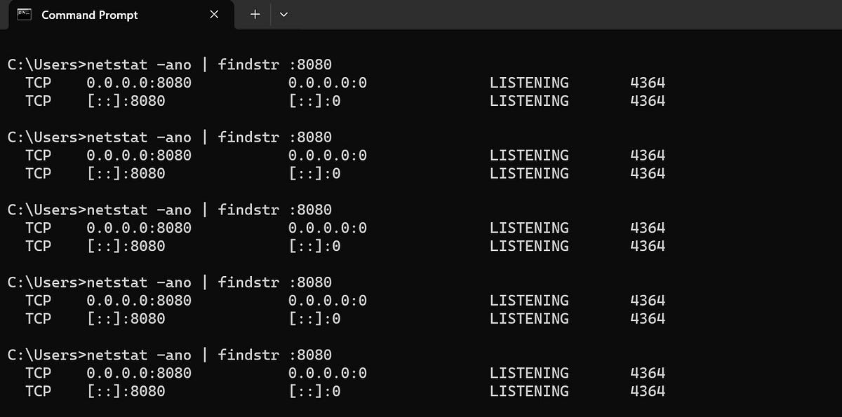 How to Identify Different Processes on Specific Ports in Windows by