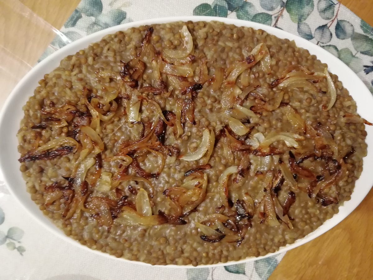 Lebanese Mujaddara (Lentils, Rice & Caramelized Onions) A