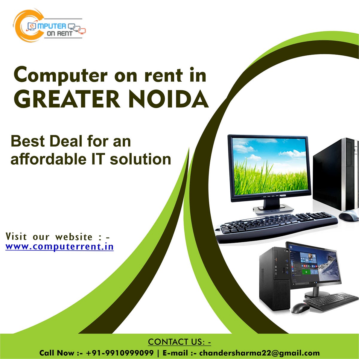 Computer rent in Greater Noida! 9910999099 Computer on rent Medium