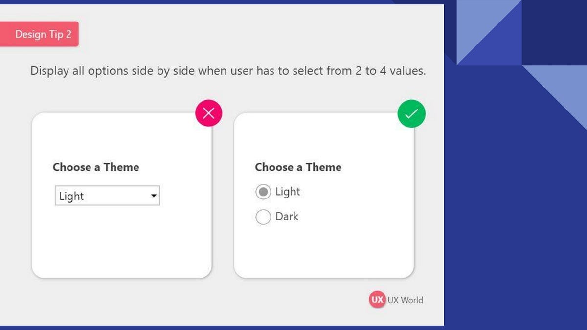 GOOD UX vs BAD UX. 1 Select button and no need choose by Dharmik
