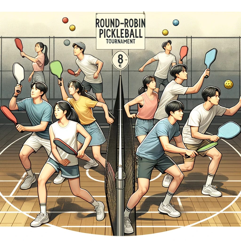 Organizing a Pickleball Round Robin for 10 Players on Two Courts by