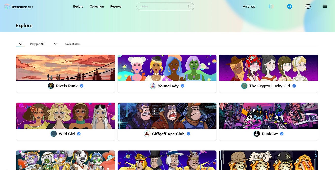 Treasure NFT is a unique platform where you can trade digital