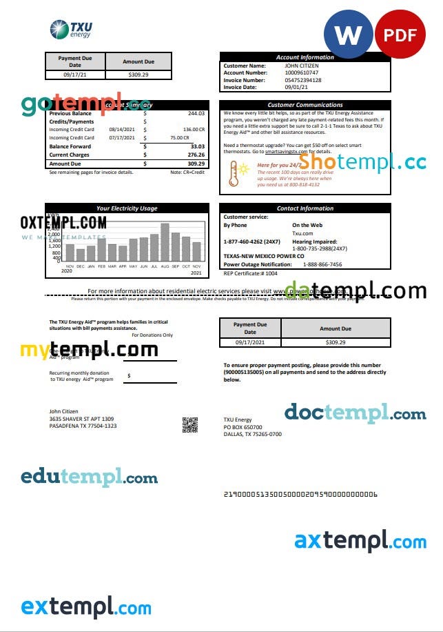USA Texas City of Laredo Utilities Department water utility bill