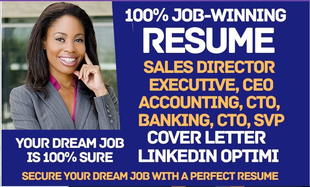 I will write a CEO executive resume, sales, director, VP, svp, CTO, and