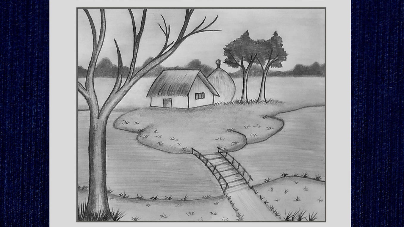 Sunset Drawing with Pencil Pencil Drawing for Beginners Scenery