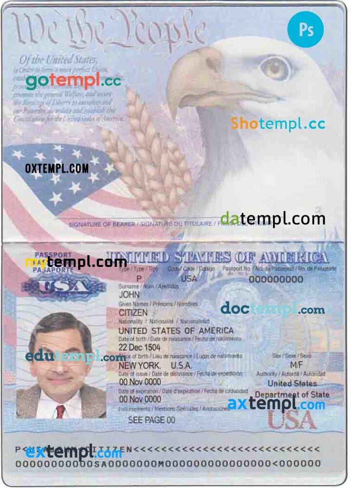 Utopia passport example in PSD format, fully editable by Intempl Medium